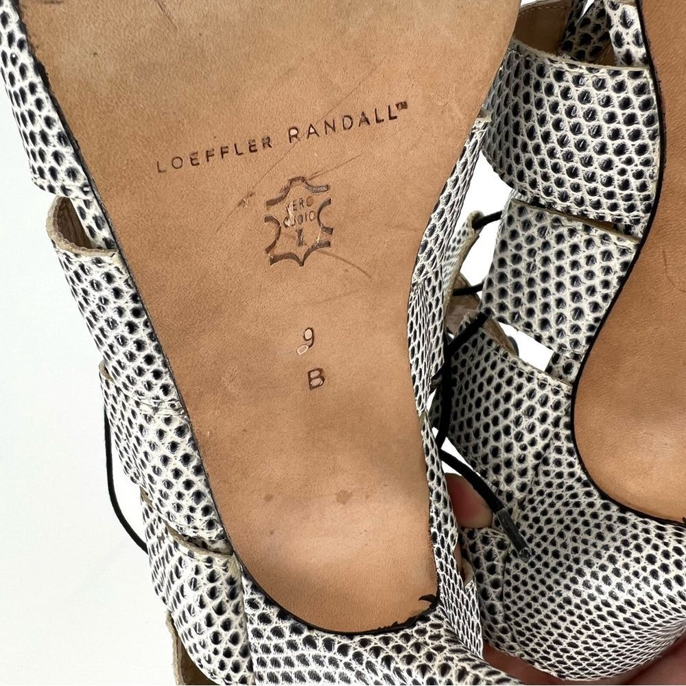 Loeffler Randall Luiza Lizard Print Lace-Up Gladiator Heeled Sandals 9 - Picture 15 of 16